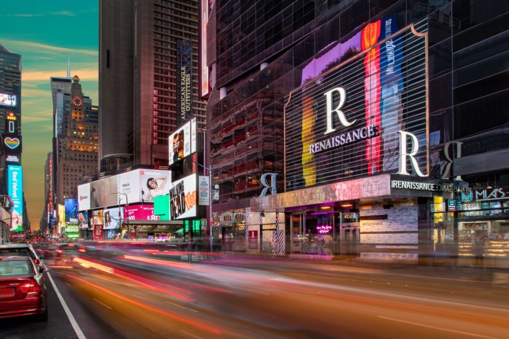 Exterior of the Renaissance New York Times Square Hotel