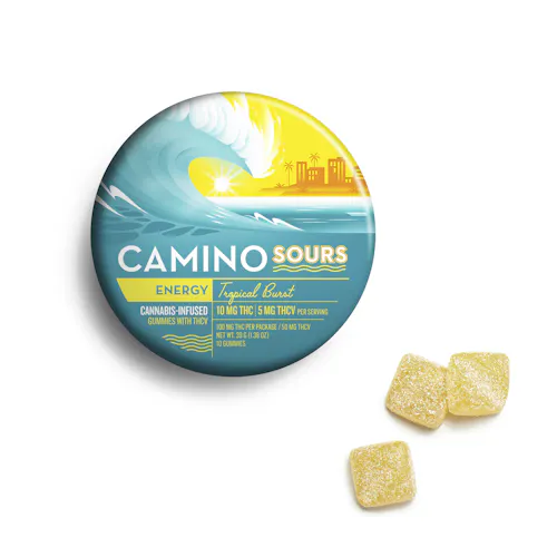 Camino Sours Tropical Burst 2:1 THC:THCV weed gummies